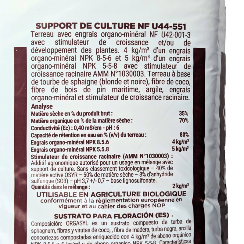 Terreau fleurissement professionnel Orgasyl UAB. 70 L