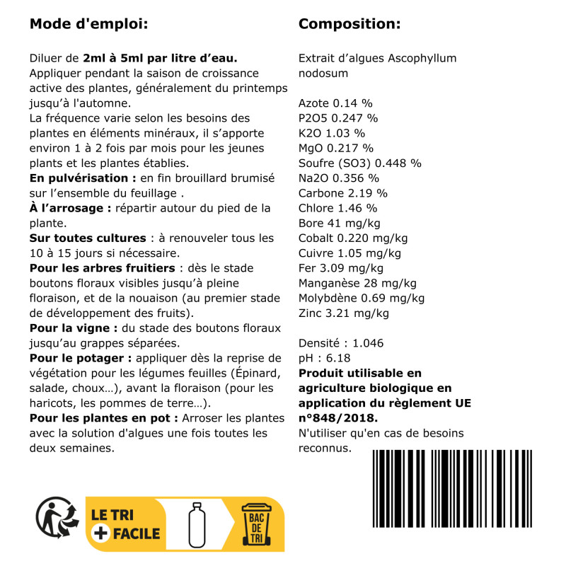 Engrais liquide concentré : Croissance et Défenses - UAB