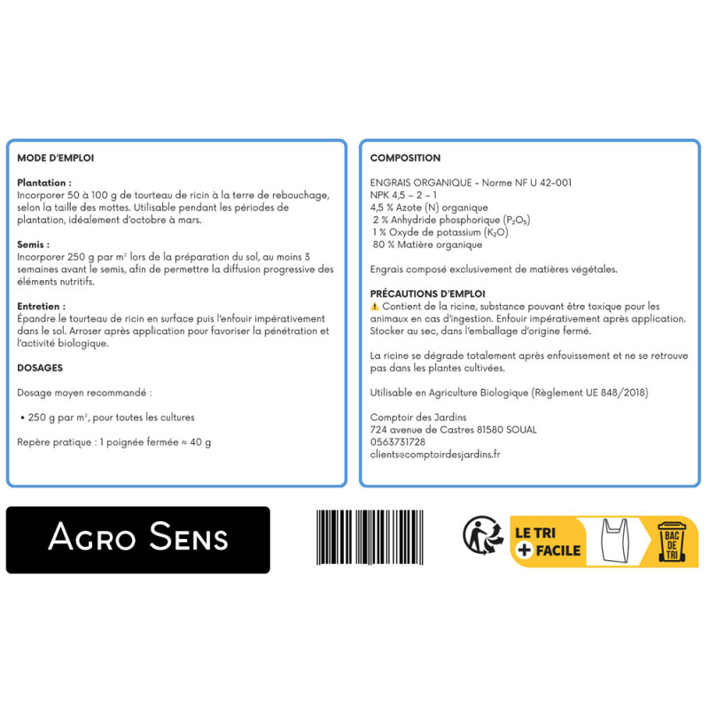 Tourteau de Ricin en granulés - Agro Sens