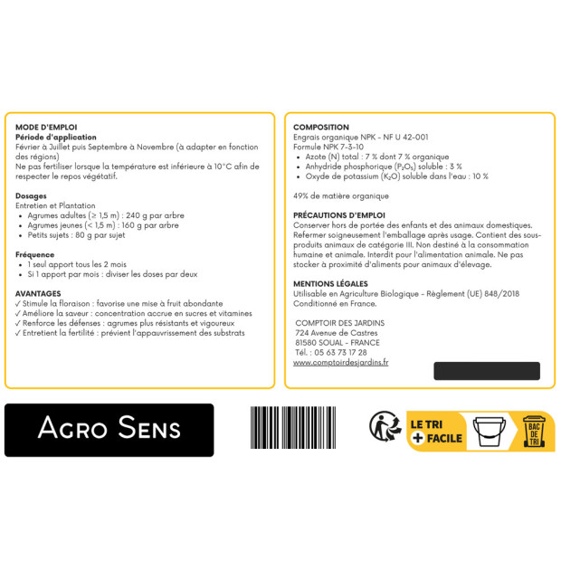 Engrais pour agrumes, orangers, citronniers | Naturel et UAB