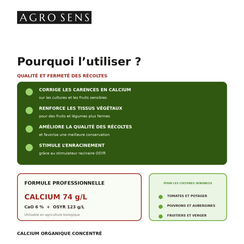 Calcium concentré liquide avec stimulant racinaire