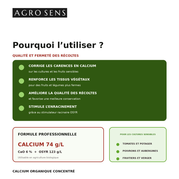 Calcium concentré liquide avec stimulant racinaire