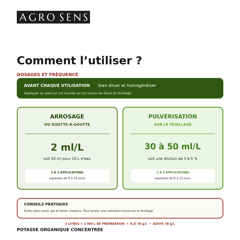 Potasse organique liquide avec stimulant racinaire