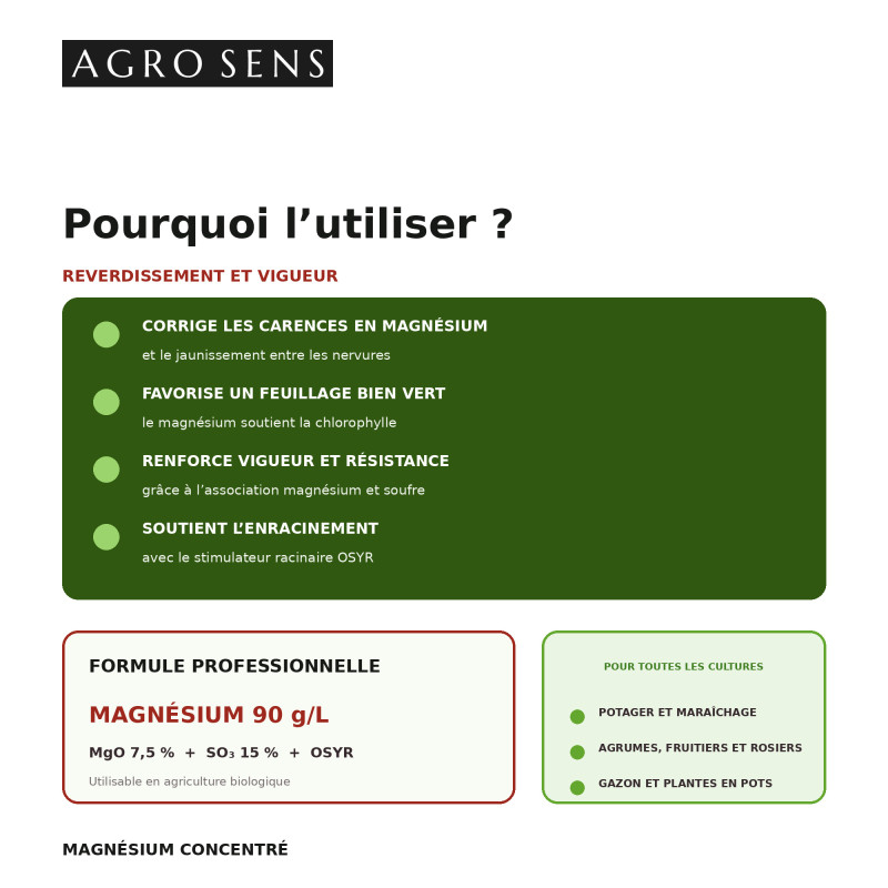 Magnésium d'origine naturelle avec stimulant racinaire