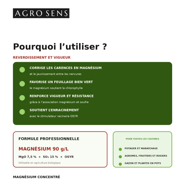 Magnésium d'origine naturelle avec stimulant racinaire