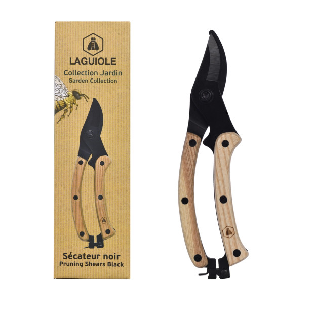 Sécateur de Jardin Laguiole - Lame Acier Noir et Manche Frêne | Comptoir des Jardins