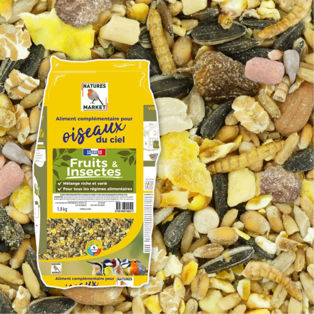 Mélange de Graines Fruits & Insectes pour Oiseaux