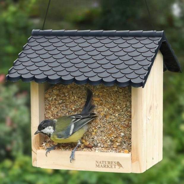 Mangeoire La Piaf à Graines - Bois Français et Toit Recyclé | Comptoir des Jardins