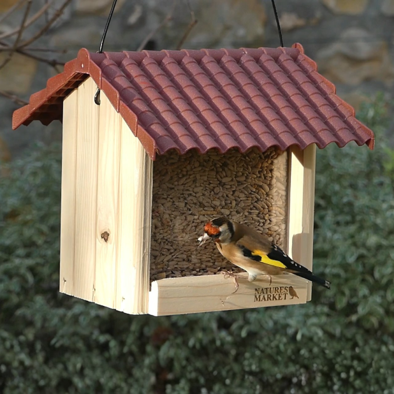 Mangeoire Douce France à Graines - Bois Français et Toit Recyclé | Comptoir des Jardins
