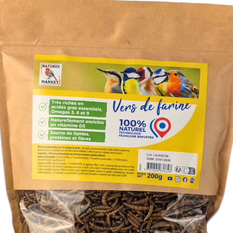 Vers de Farine Déshydratés pour Oiseaux