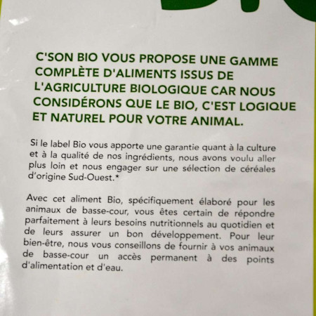 Aliment complet biologique pour poules pondeuses. Sac de 10 kg