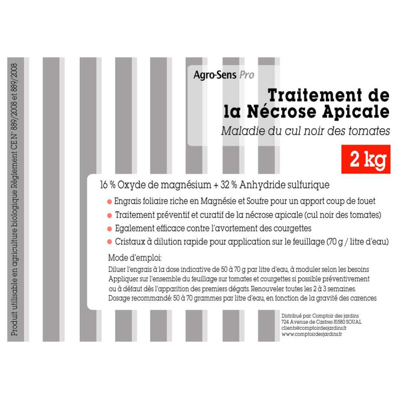 Traitement de la nécrose apicale ou cul noir des tomates
