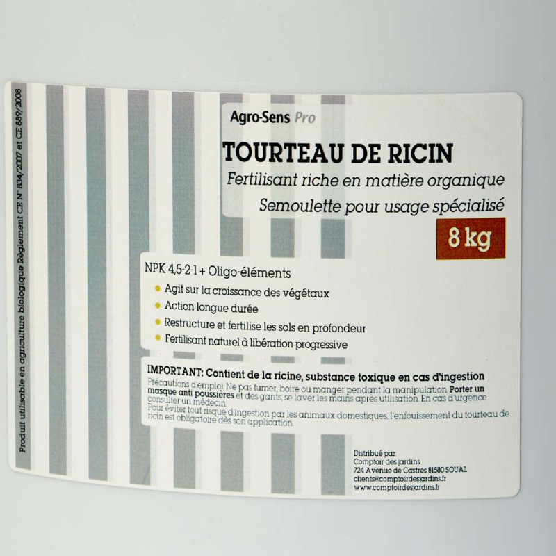 Engrais tourteau de ricin semoulette pour le jardin. Seau 8 kg
