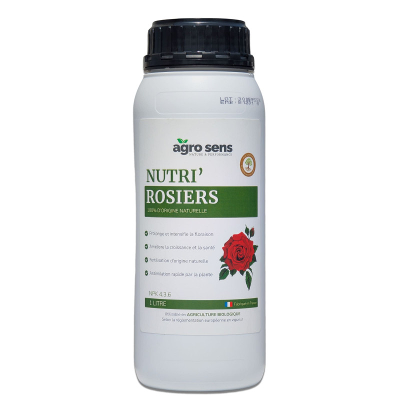 Engrais liquide rosiers et arbustes fleuris Agro Sens. 500 ml concentré à diluer UAB.