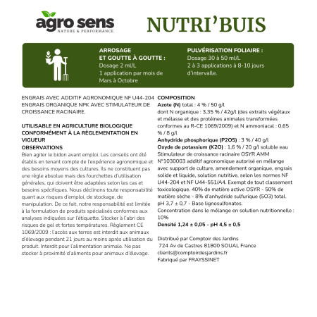 Engrais liquide buis Agro Sens, fertilisant organique 500 ml UAB